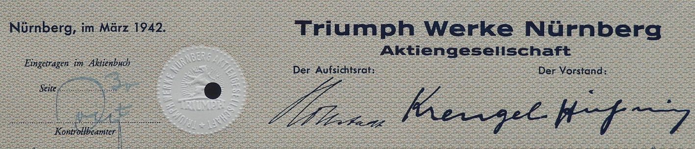 Documenti: Triumph Werke Nürnberg AG, Nürnberg - 1942 – Usato da Solothurn venduto da Sgasche 1