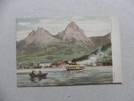 Karte Brunnen Schwyz SZ Dampfschiff 1900