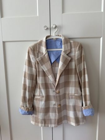 Blazer beige-weiss kariert S