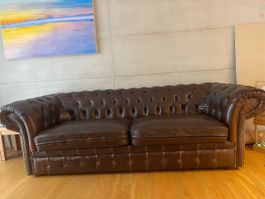 Classic Brown Leather Chesterfield Sofa