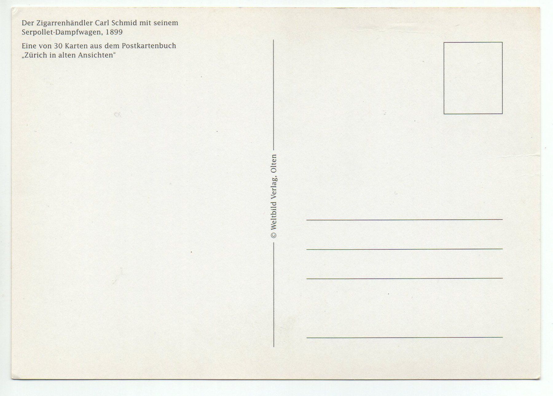 Cartoline postali: ZÜRICH Zigarrenhändler Schmid, Dampf-Auto – Nuovo (secondo la descrizione) da Jona venduto da philajona 1