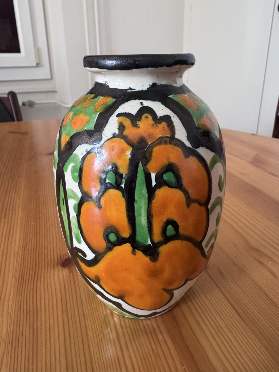 Vasi & Recipienti: Vase vintage fleurs oranges & vertes – Usato da Vésenaz venduto da Angela.C3 2