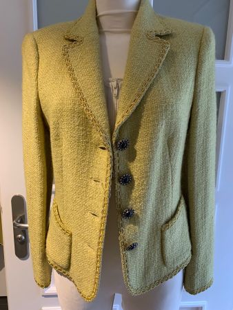 Ambiente Blazer Jacke Gr.38 / S M, Boucle Glitzer Paspeln