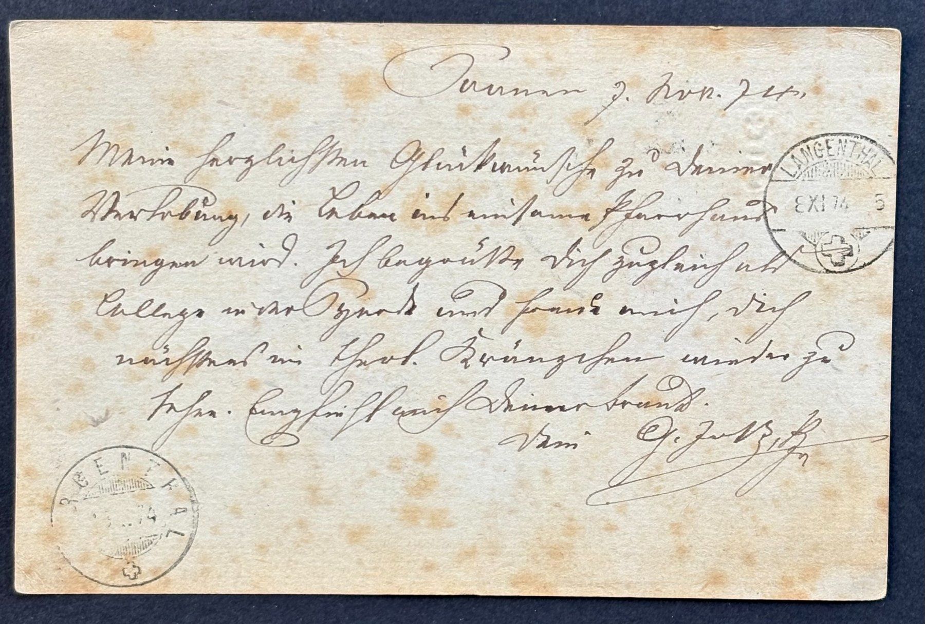 Tutti i francobolli: POSTKARTE SAANEN 1874 – Usato da Ostermundigen venduto da Wyatt-Earp 1
