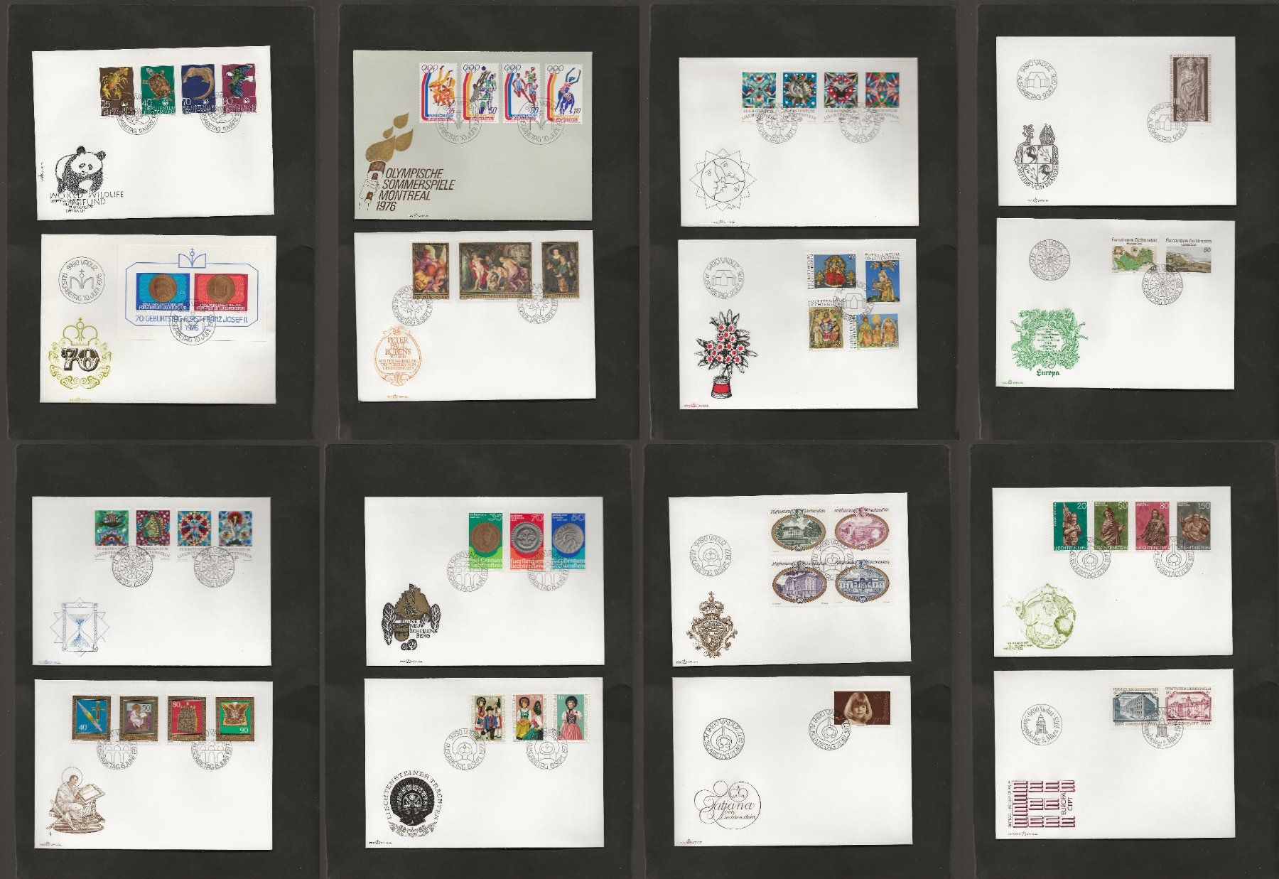 Tutti i francobolli: 32 FDC Liechtenstein 1976 bis 1980 – Usato da Au ZH venduto da xelagreb01 2