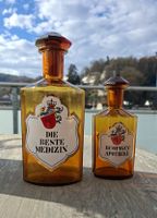 Antike Apothekerflaschen, 2er Set, Glas Braun/Orange