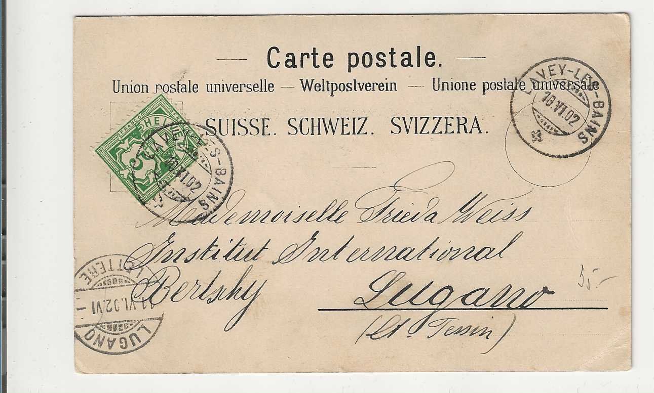 Cartoline postali: Lavey-les-Bains,1907 – Usato da Spiez venduto da Niesen20 1