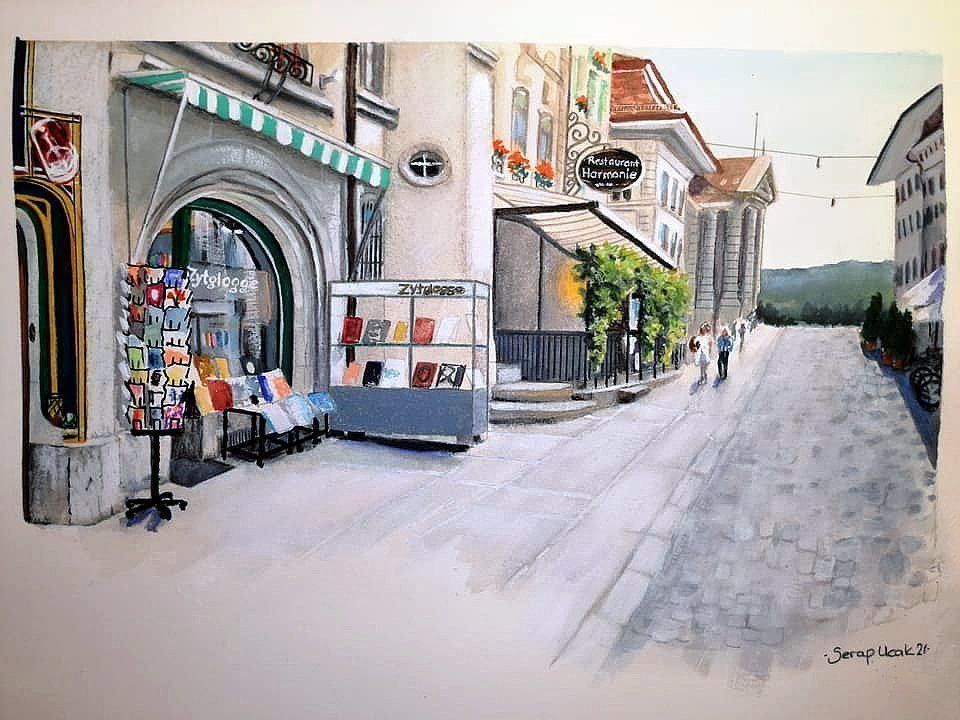 Dipinti: Orig.Aq.Bild "Hotelgasse Bern" Signiert. – Nuovo e nell'imballaggio originale da Ostermundigen venduto da LorisHome
