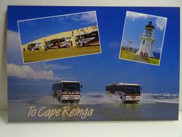 Neuseeland Postkarte Cape Reinga Leuchtturm Bus 10 x14.5 cm