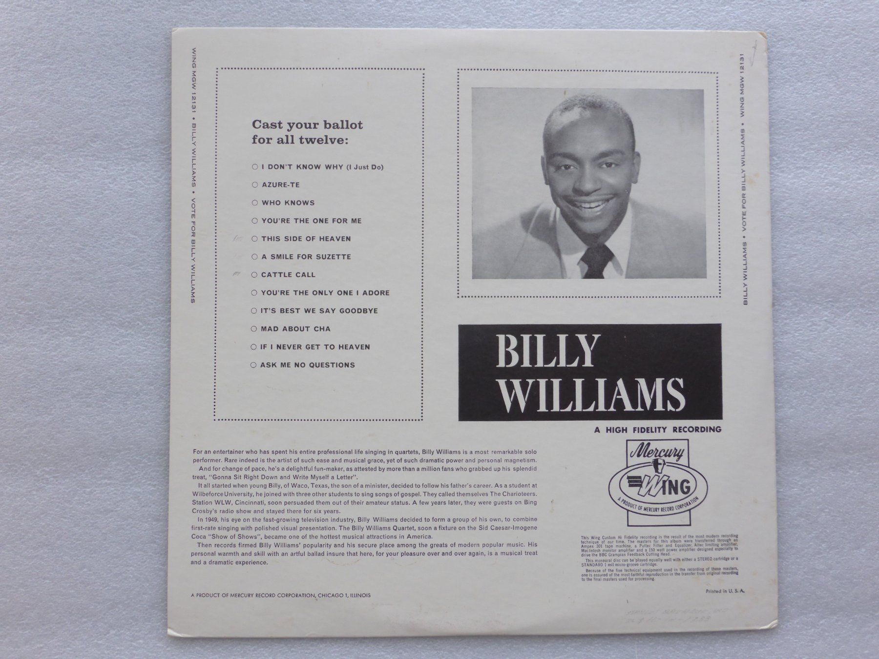 Dischi in vinile: VINYL  LP  BILLY WILLIAMS – Usato da Küssnacht am Rigi venduto da Sunnestrahl 3