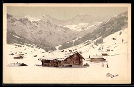 Carlo Pellegrini: verschneites Dorf mit 