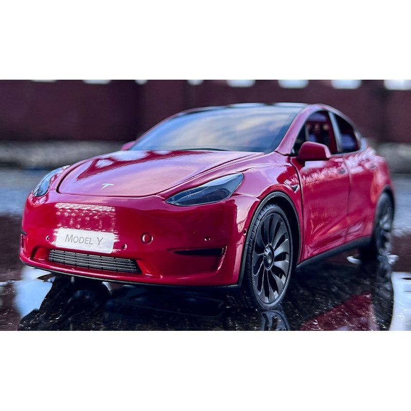 Tesla Modellautos: Tesla Model Y Modellauto 1/24 Farbe Rot – Neu und originalverpackt aus Dietikon von e-car-shop.schweiz