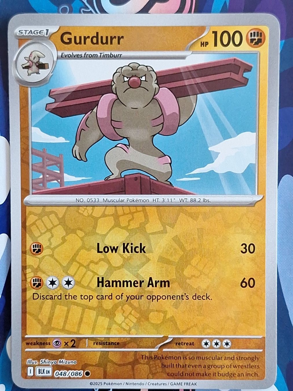 Pokémon Carte collezionabili: Gurdurr - Reverse Holo Pokemon Black Bolt - #7.4 – Usato da Altstätten SG venduto da GGsGameshop