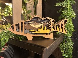 Holz Deko Fisch Barsch 3D mehrschichtig