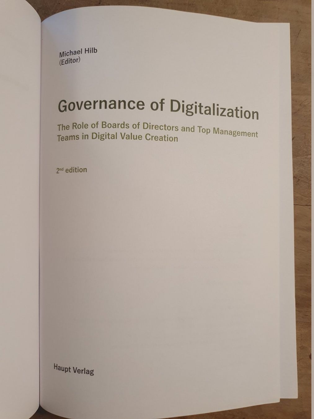 Libri: Governance of Digitalization Michael Hilb Haupt – Usato da Zürich venduto da loosebone 1