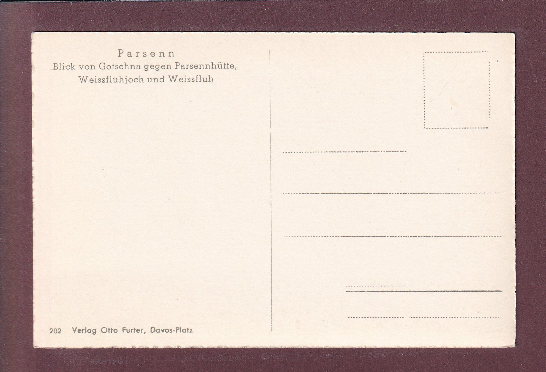 Cartes postales: PARSENN - Blick von Gotschna – D'occasion à Pully par nicecards 1