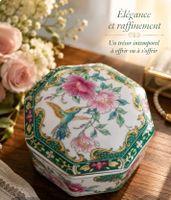 Boîte à bijoux vintage en porcelaine décorée