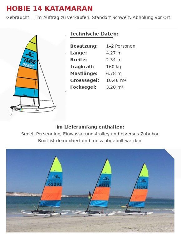 Hobie Cat Barche: Hobie 14 Katamaran – Usato da Weesen venduto da ClassicBoatMarket
