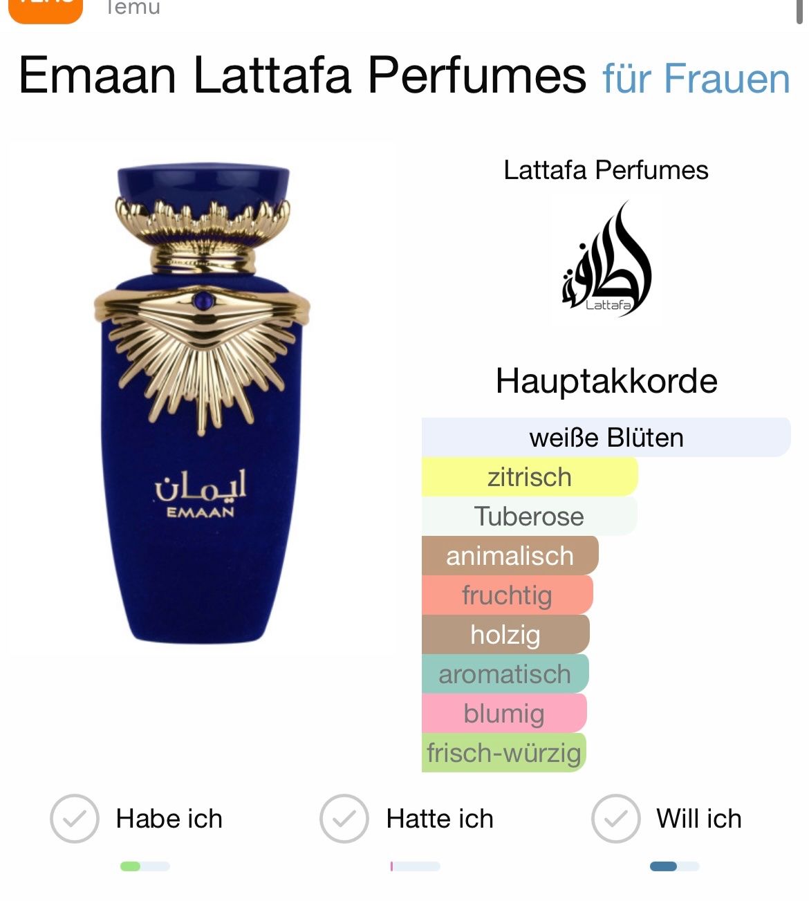 Lattafa Profumi & Eau de Toilette: Lattafa Emaan EDP 5 ml Abfüllung. – Usato da Zürich venduto da deruja 3