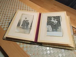 Antike Foto Album viktorianisches Zeit Leder Rand vergoldet