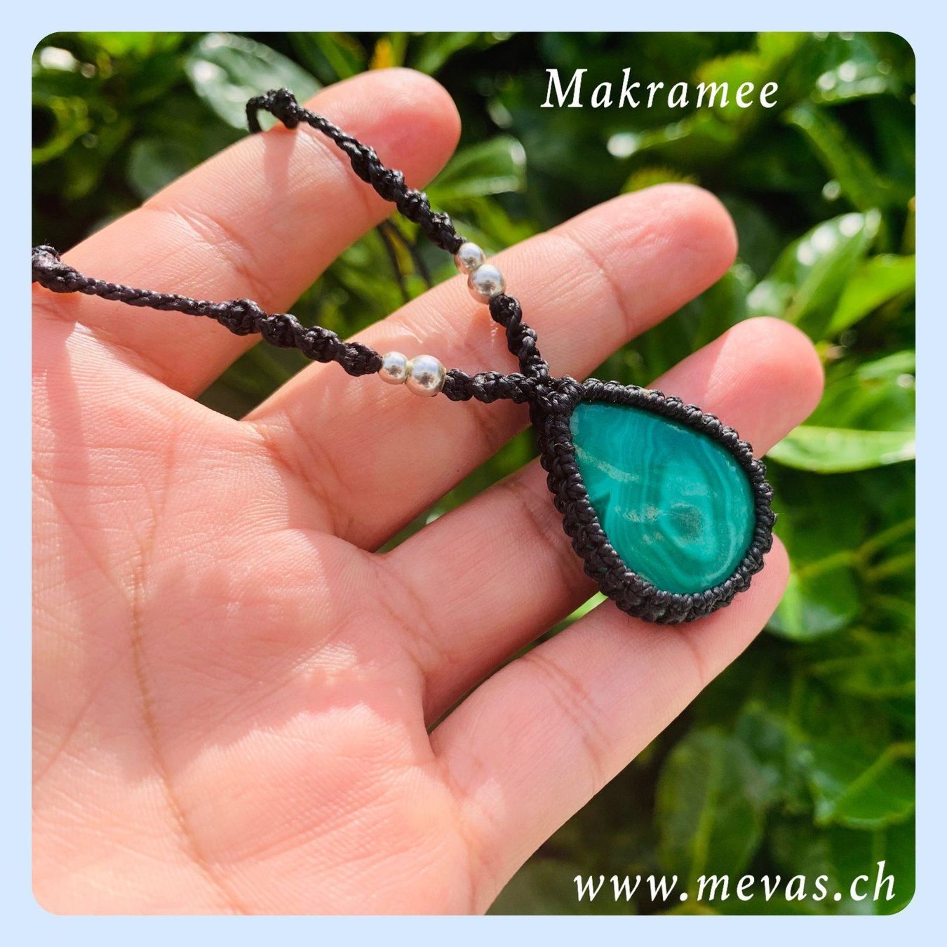 Catenine: Malachit  Kette aus Makramee – Nuovo e nell'imballaggio originale da Zürich venduto da MEVAS-Schmuck 3
