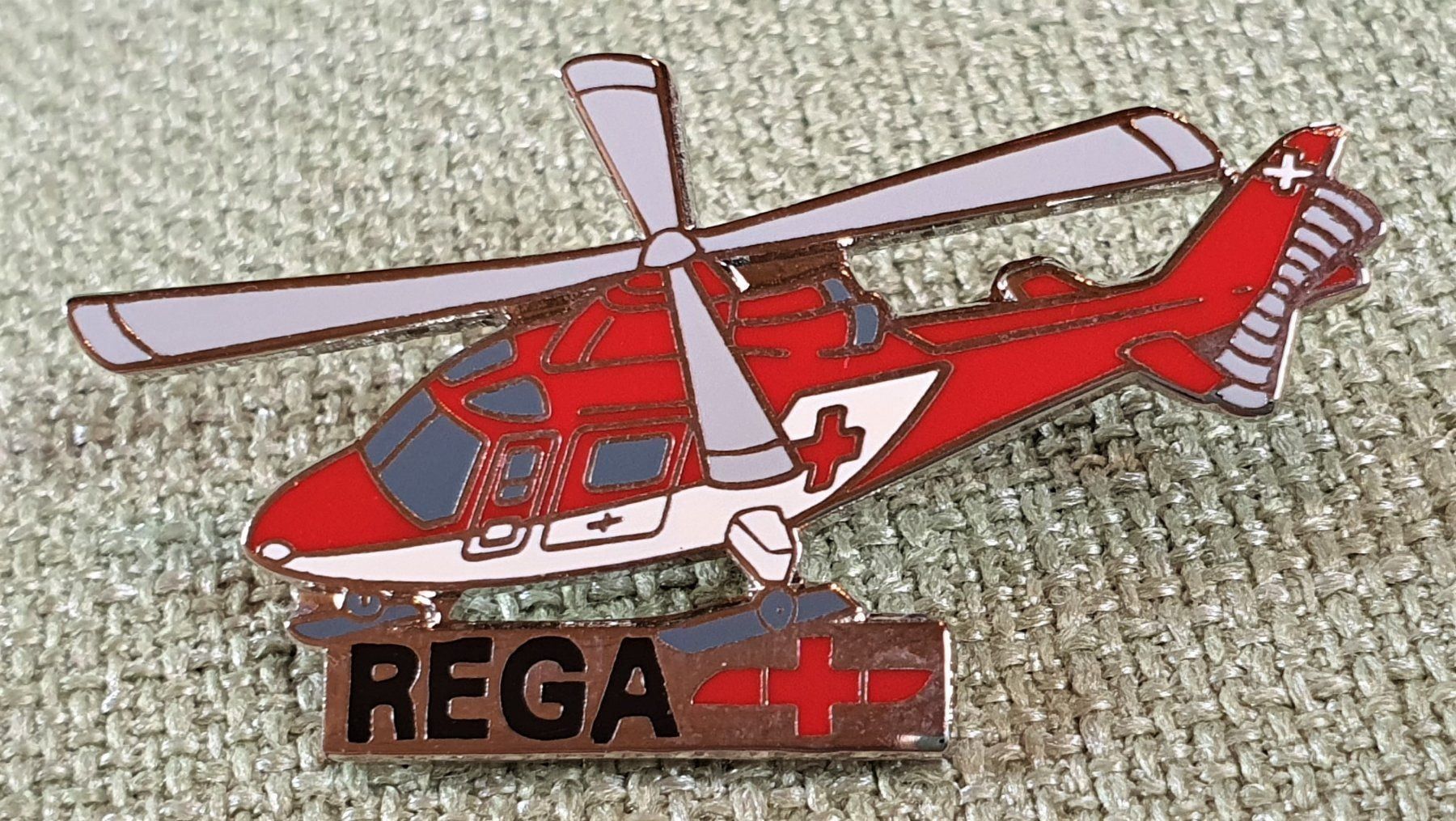 Rega Placchette & Badge: F593 - Pin Rega Helikopter Heli Schweiz – Usato da Reinach BL venduto da Boston-Verkauf