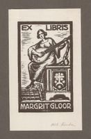 Ex Libris héraldique Margrit Gloor, gravure signée A. Hinter
