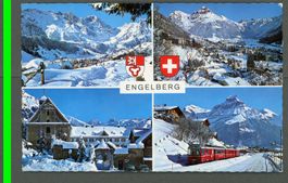 AK color Engelberg OW 4- fach-Multibild Winter ≈ 1968 