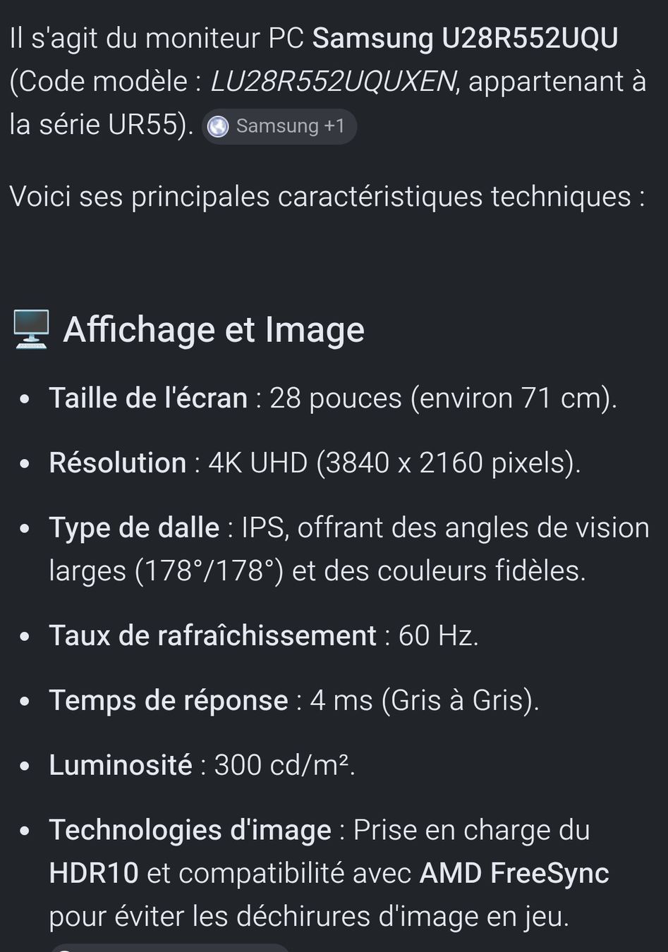 Samsung Monitor: Écran Samsung 28 pouces bon état – Usato da Courroux venduto da petit-chevreuil 7