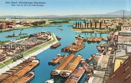 Kleinhüningen (BS) Rheinhafen mit Lastkähnen