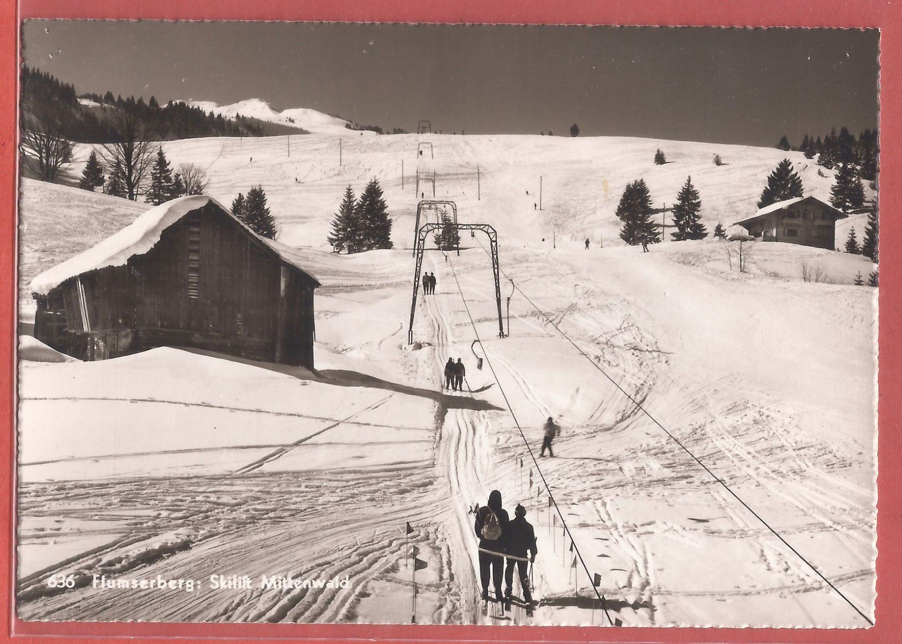 Cartoline postali: Flumserberg - Skilift Mittenwald - ca. 1950 – Usato da Fislisbach venduto da Porano
