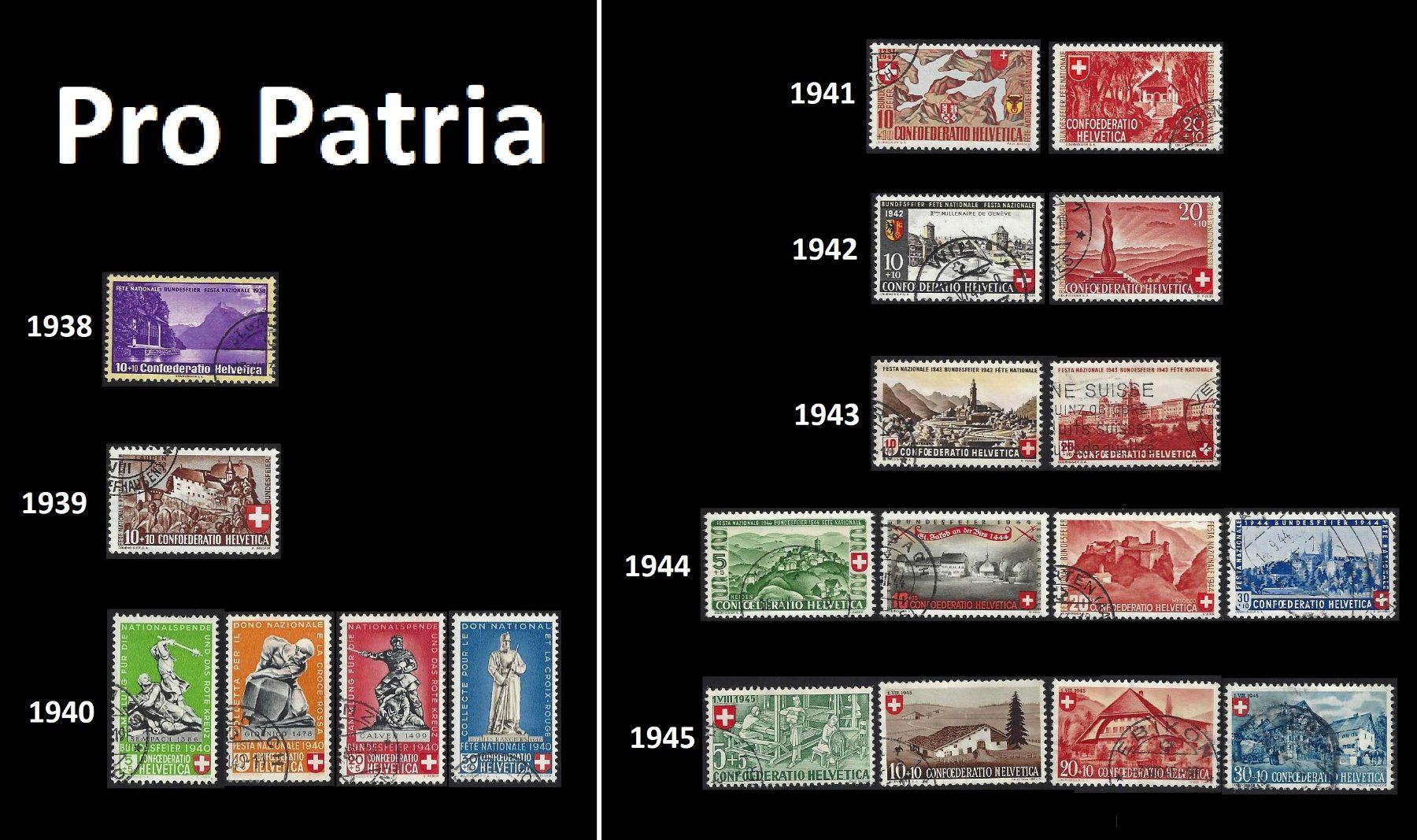 Tutti i francobolli: Pro Patria 1938-45, Serien gestempelt – Usato da Baar venduto da W47