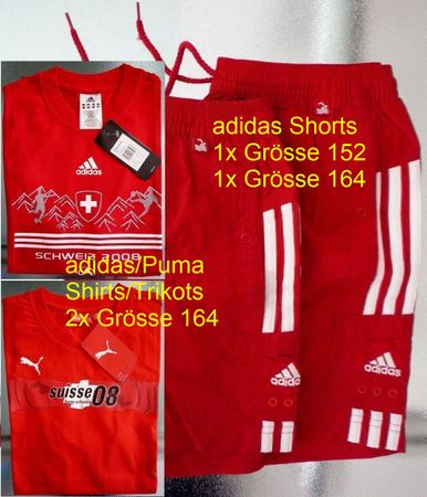 adidas/Puma - 2 Shorts 152/164 & 2 Shirts 164 - NUWARE!
