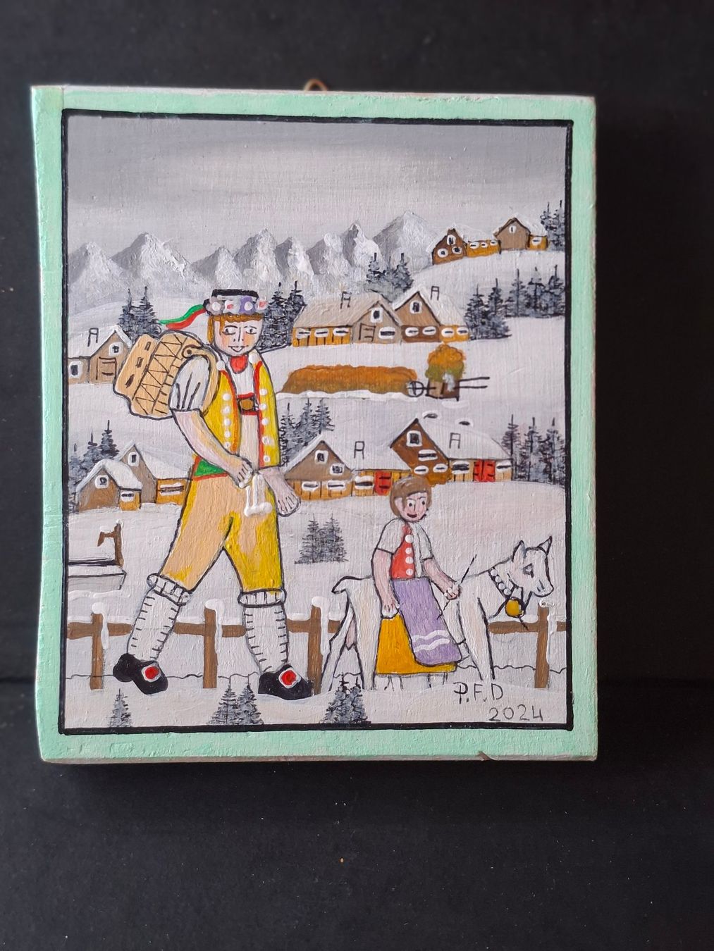 Dipinti: Winter Mini Bauernmalerei Bild * 39 – Usato da Zürich venduto da Soragno50