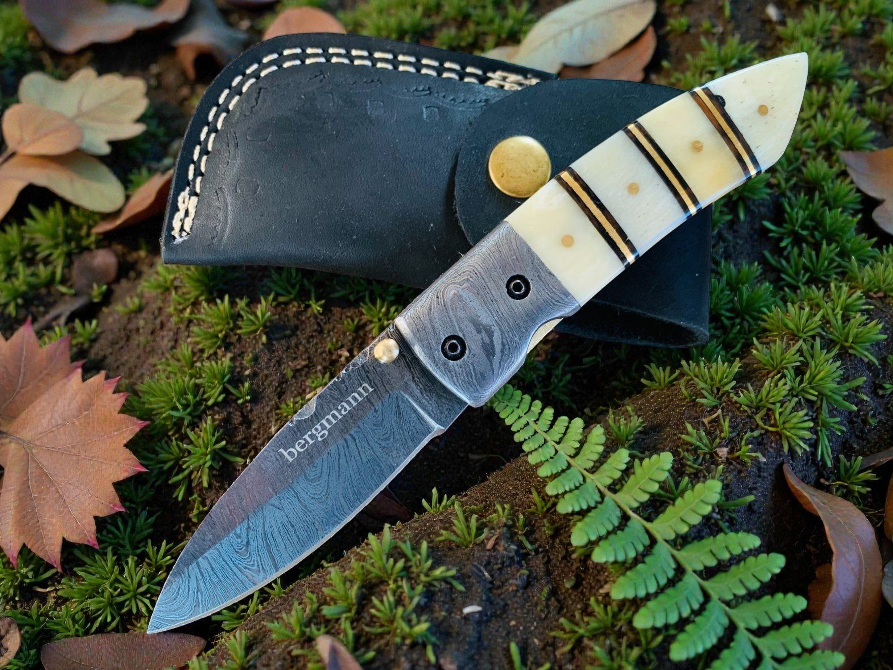 Coltelli tascabile: Damast Messer Klappmesser HANDMADE 19cm bergmann No. 02 – Nuovo e nell'imballaggio originale da Bergdietikon venduto da shopAgent 1