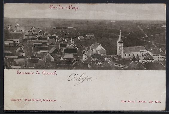 Cartoline postali: AK Cornol, Bas du village, 1903 – Usato da Berlin venduto da bartko-reher