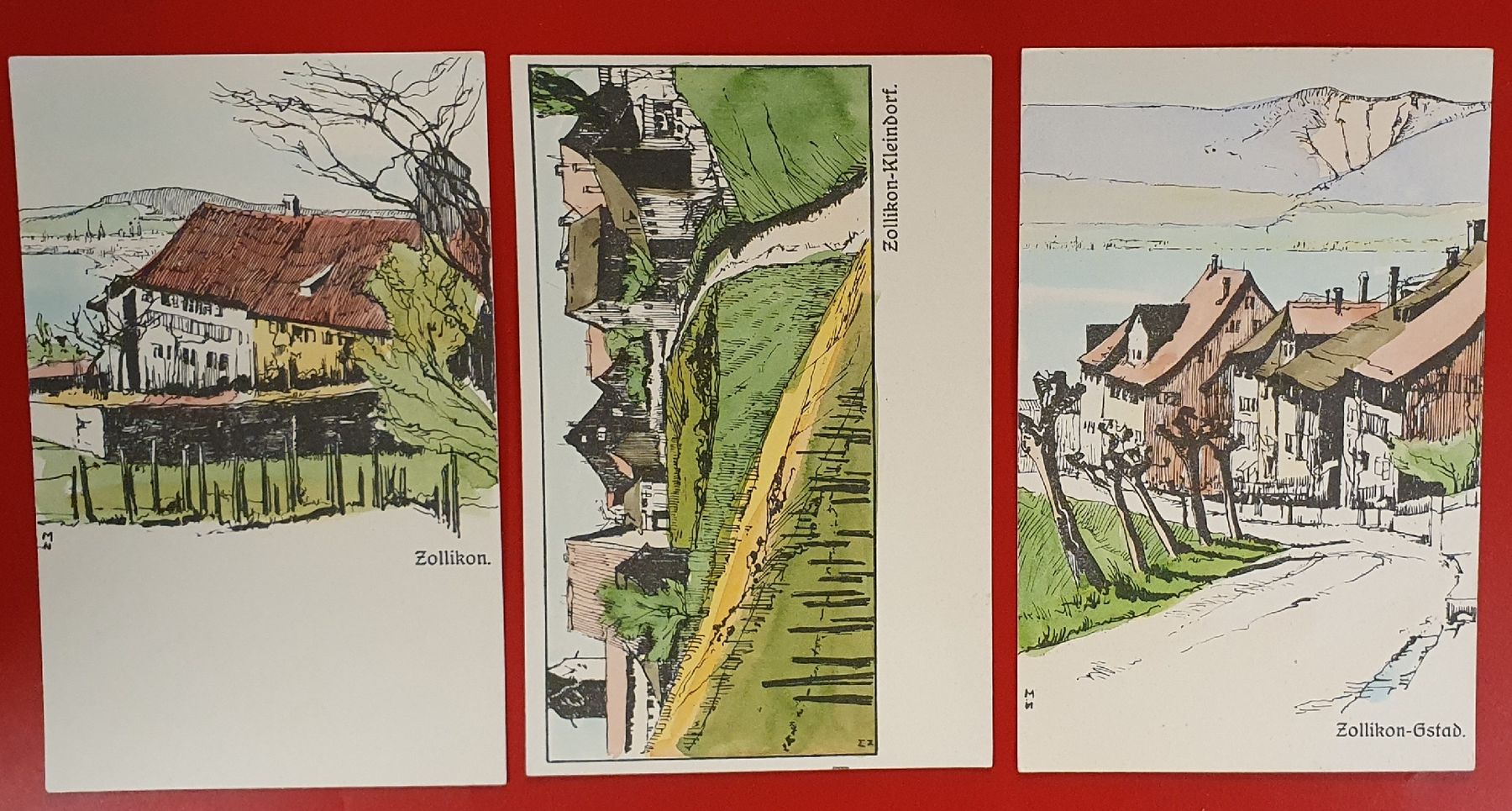 Cartoline postali: 3 Ansichtskarten - Zollikon – Usato da Kreuzlingen venduto da Rschweiz1