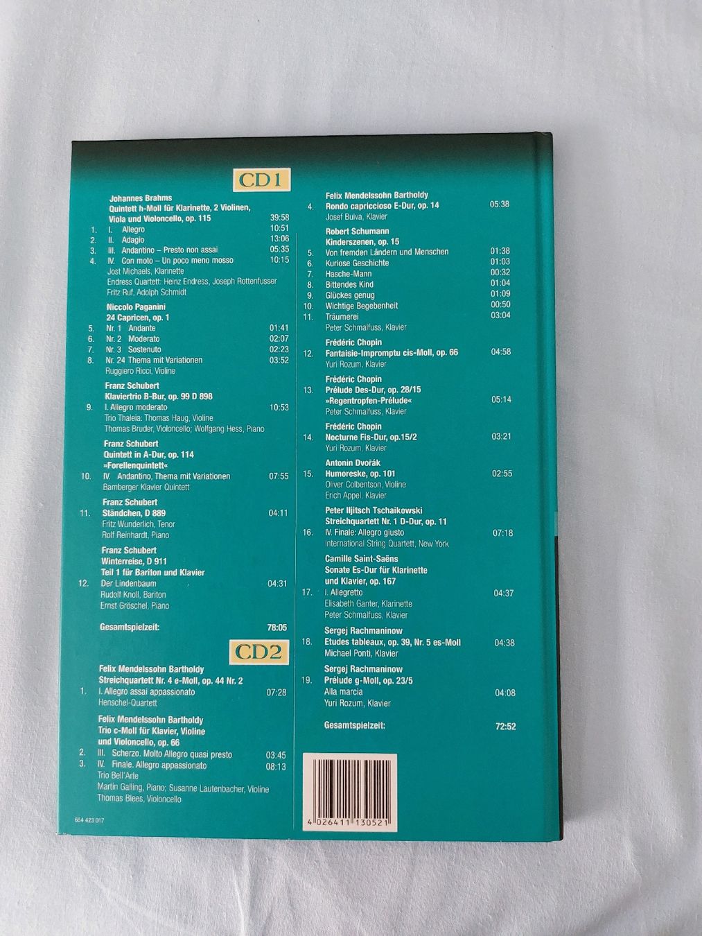CD: Schubert Mendelssohn SchumannChopin Brahms – Nuovo (secondo la descrizione) da Zollikerberg venduto da Kui 1