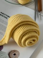 NEW Yellow Handknit Sophie Scarf 100% Merino Wool 120cm