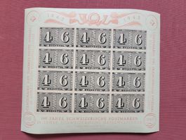 1943, Luxusblatt 100 Jahre CH Postmarken