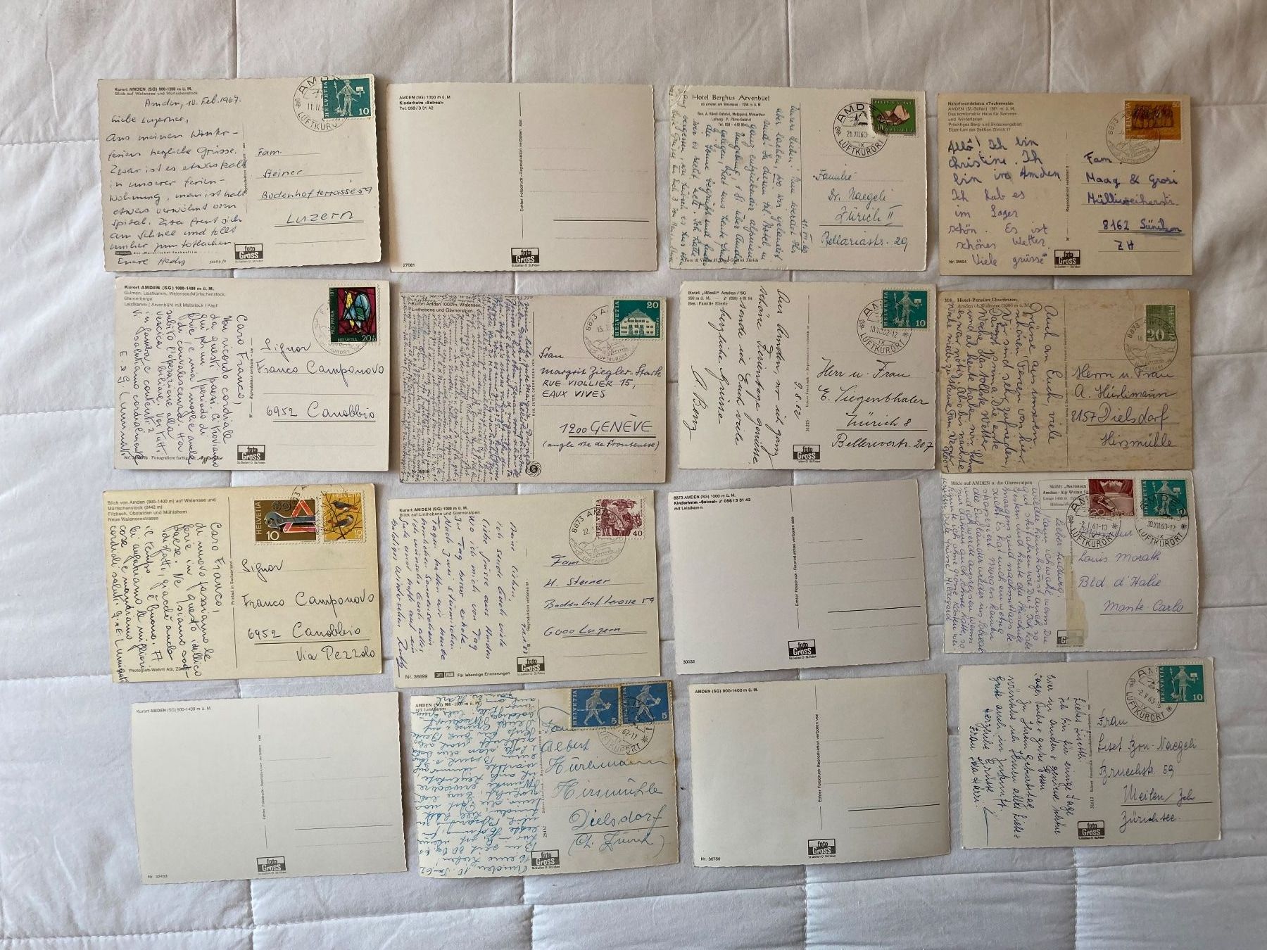 Cartoline postali: 16 AK Amden SG – Usato da Zürich venduto da Tolima194 8