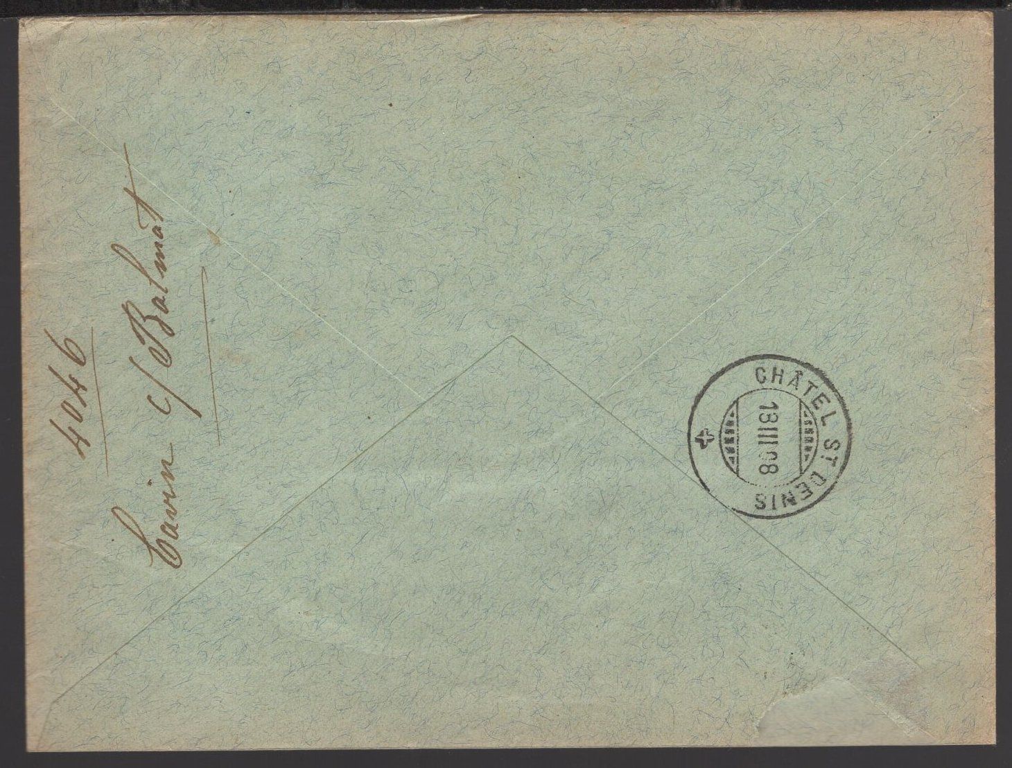 Tutti i francobolli: ORON  18.III.08     ALFRED  CAVIN   BANQUIER – Usato da Aarau venduto da kufi44 3