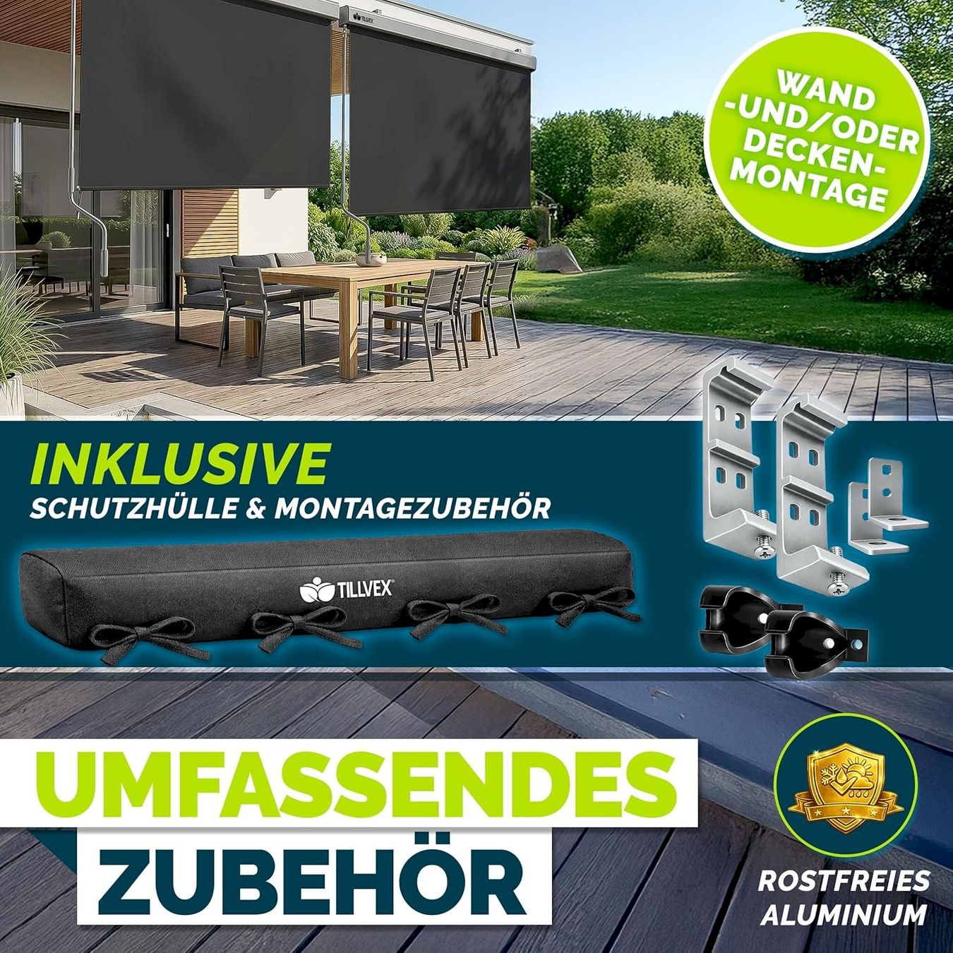 Markisen: Aussen-Senkrechtmarkise 200x250 anthraz. – Neu und originalverpackt aus Bottighofen von zaap 5