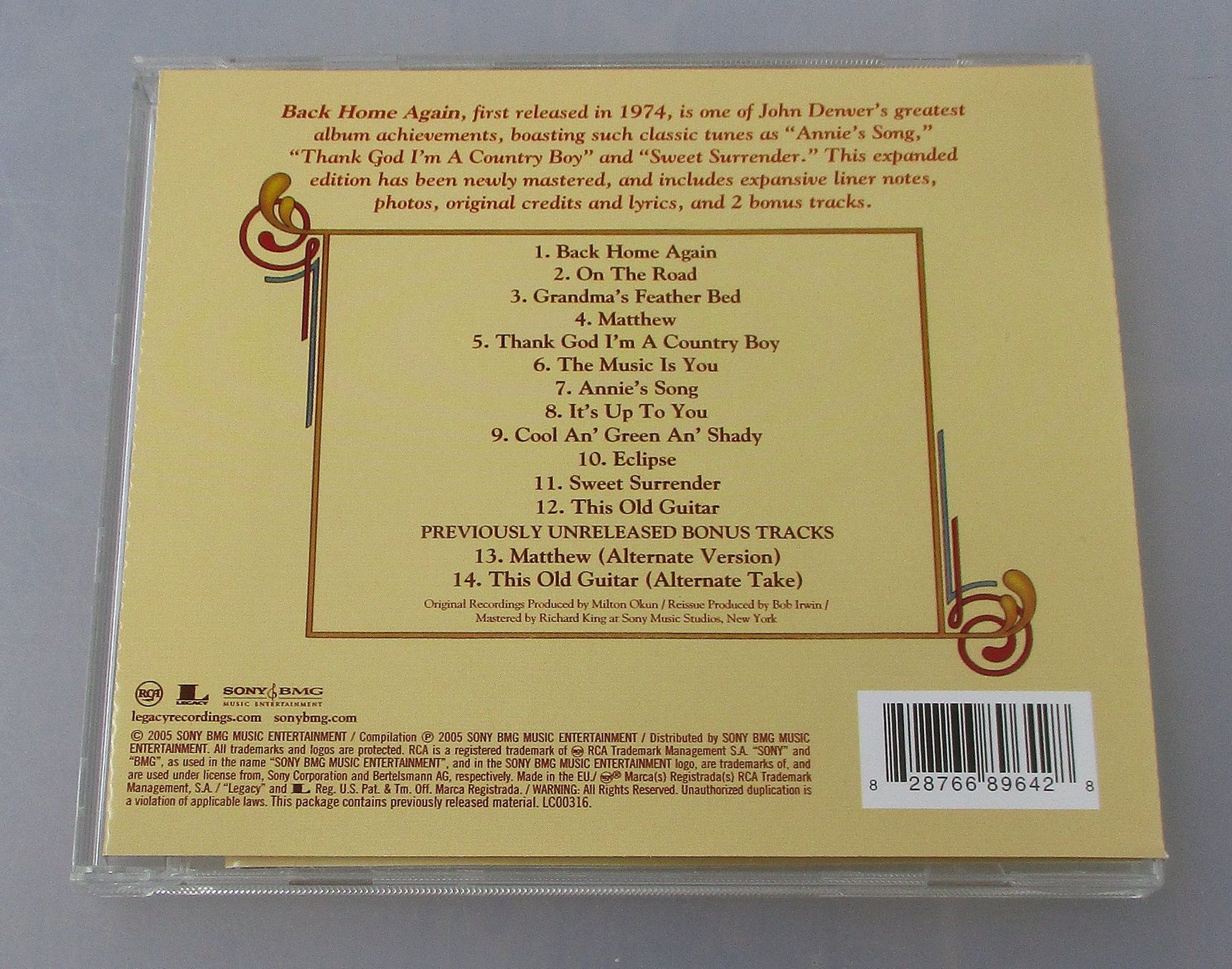 CD: JOHN DENVER - Back Home Again + Bonustracks – Usato da Wattwil venduto da Muriel11 1