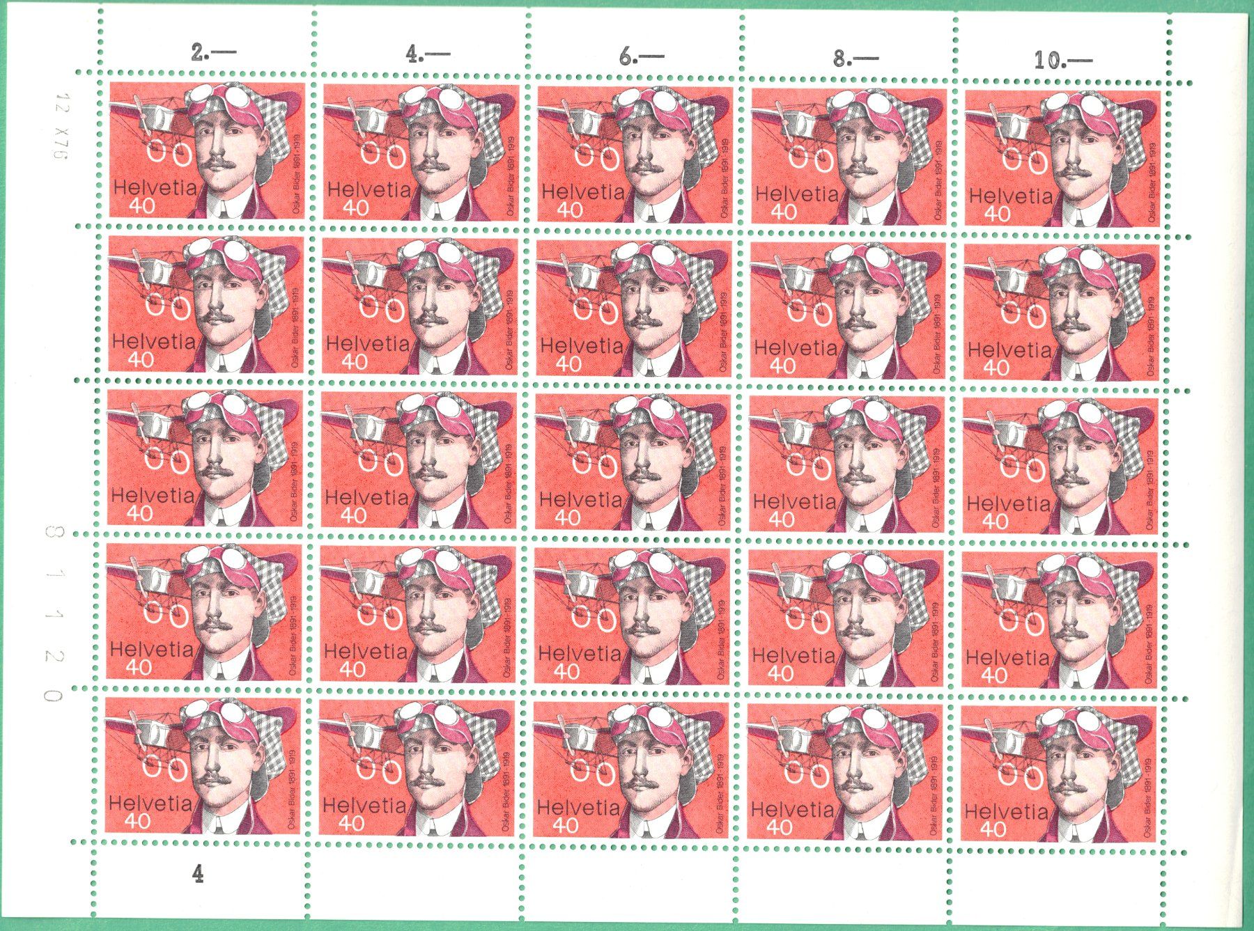Tutti i francobolli: 1977  Bogen  Flugpioniere   Oskar Binder    postfrisch – Nuovo (secondo la descrizione) da Mellingen venduto da Ginger
