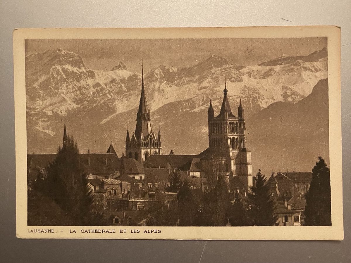 Cartoline postali: Alte Ansichtskarte: Lausanne Kathedrale & Alpen Panorama – Usato da Bauma venduto da Baumer71