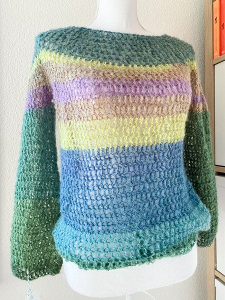 Maglioni & Felpe: Gehäkelte Topdown Pullover Pulli bunt – Nuovo (secondo la descrizione) da Carabbia venduto da katiamandelli 3