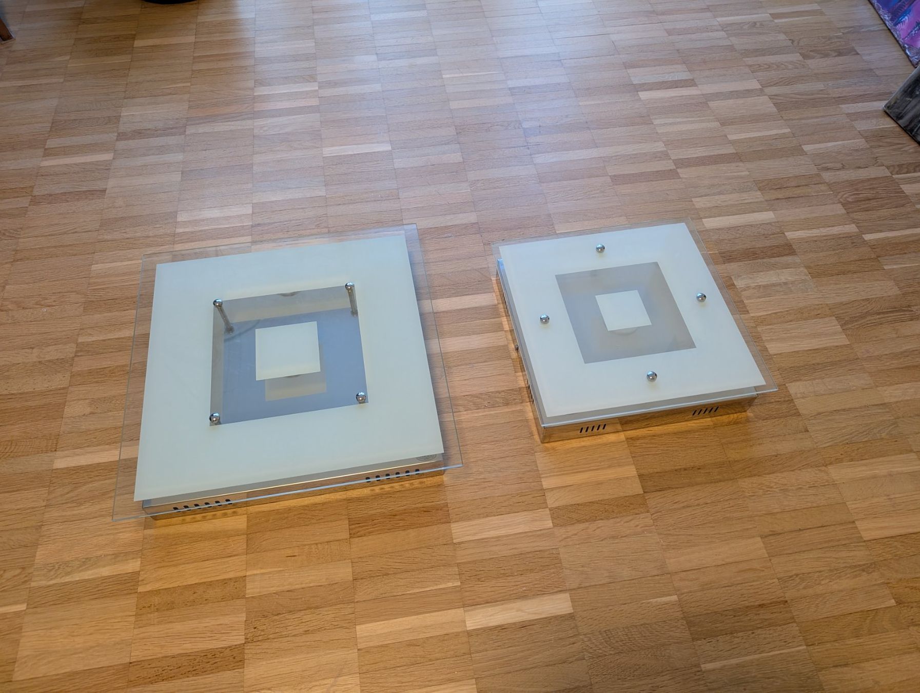 Kronleuchter & Deckenlampen: 2er Set moderne Deckenleuchten Glas/Metall – Gebraucht aus St. Gallen von CN_sg