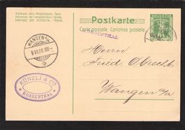 GS 5Rp , Privat-Zudruck , Stabstempel Murgenthal AG , 1908