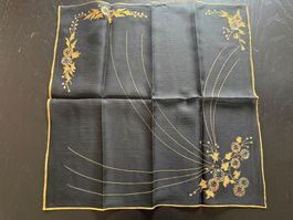 Schwarzes Chiffon-Tüchlein mit goldenem Blumenmuster, neu...